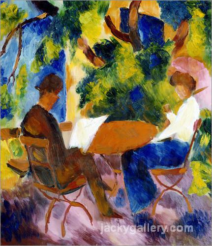 Couple at the garden table, August Macke painting